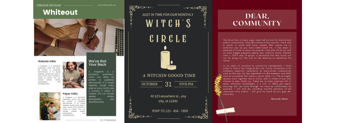 Posters or Newsletters